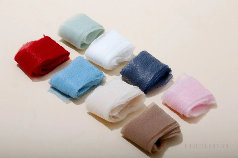 Ruy băng vải voan Chiffon nhăn bản 4cm x 5yard 
 ảnh 7