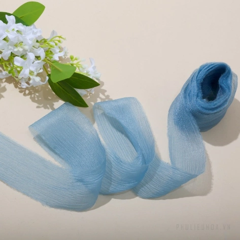 Ruy băng vải voan Chiffon nhăn bản 4cm x 5yard 
 ảnh 10