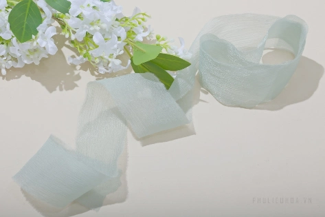 Ruy băng vải voan Chiffon nhăn bản 4cm x 5yard 
 ảnh 12