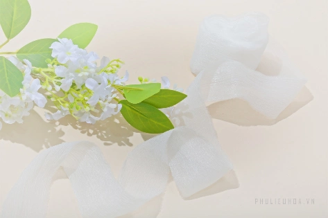 Ruy băng vải voan Chiffon nhăn bản 4cm x 5yard 
 ảnh 13