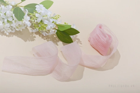 Ruy băng vải voan Chiffon nhăn bản 4cm x 5yard 
 ảnh 17