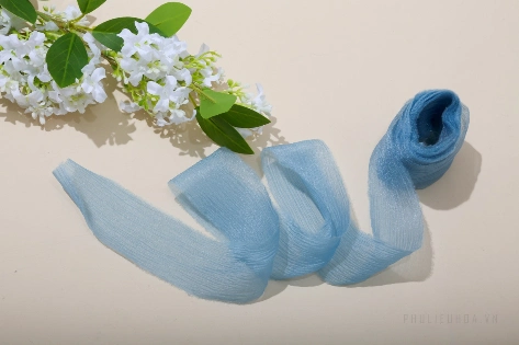 Ruy băng vải voan Chiffon nhăn bản 4cm x 5yard 
 ảnh 18