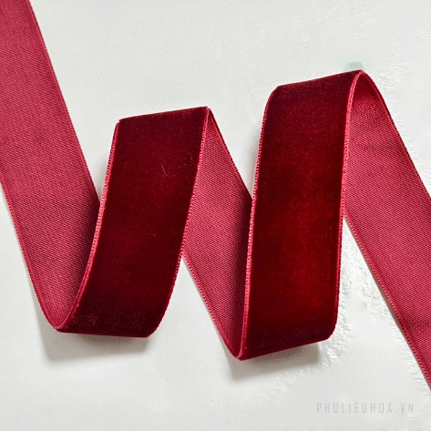 Ruy băng nhung đỏ mịn một mặt nhiều bản cuộn 5yard  ảnh 11