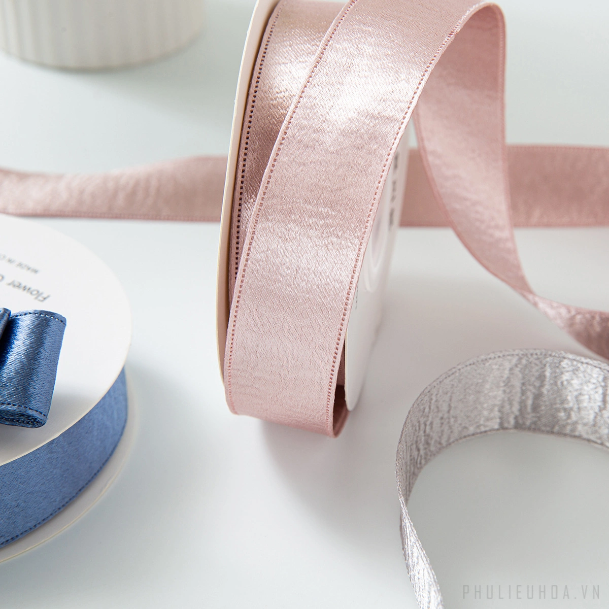 Cuộn ruy băng lụa nhung da PU ánh kim gói hoa buộc nơ quà tặng 2.5cm x 10yard ảnh 5