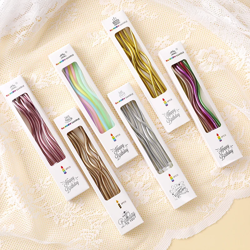 Hộp nến xoắn trang trí bánh kem 6 cây Rainbow Candle 15cm sáp cao cấp 
 ảnh 4