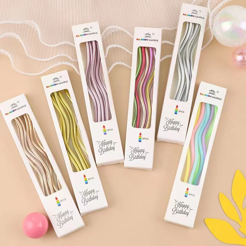 Hộp nến xoắn trang trí bánh kem 6 cây Rainbow Candle 15cm sáp cao cấp 
 ảnh 6