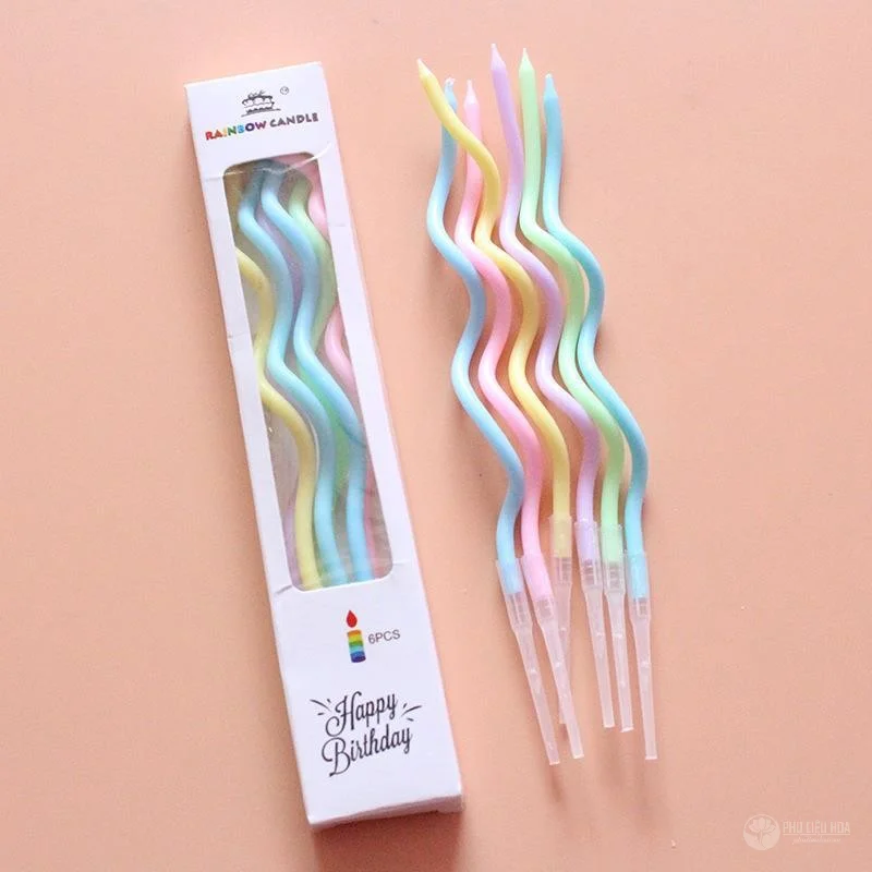 Hộp nến xoắn trang trí bánh kem 6 cây Rainbow Candle 15cm sáp cao cấp 
 ảnh 12