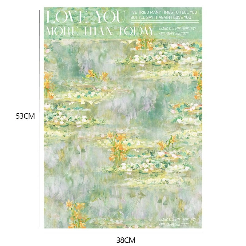 Giấy lót gói hoa sơn dầu hoạ tiết in chữ khổ 35x50cm xấp 10 tờ  80gr
 ảnh 24