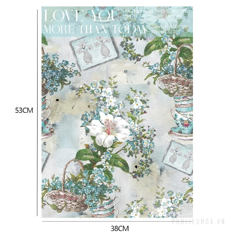 Giấy lót gói hoa sơn dầu hoạ tiết in chữ khổ 35x50cm xấp 10 tờ  80gr
 ảnh 25