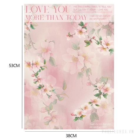 Giấy lót gói hoa sơn dầu hoạ tiết in chữ khổ 35x50cm xấp 10 tờ  80gr
 ảnh 26