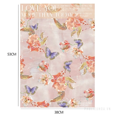 Giấy lót gói hoa sơn dầu hoạ tiết in chữ khổ 35x50cm xấp 10 tờ  80gr
 ảnh 27