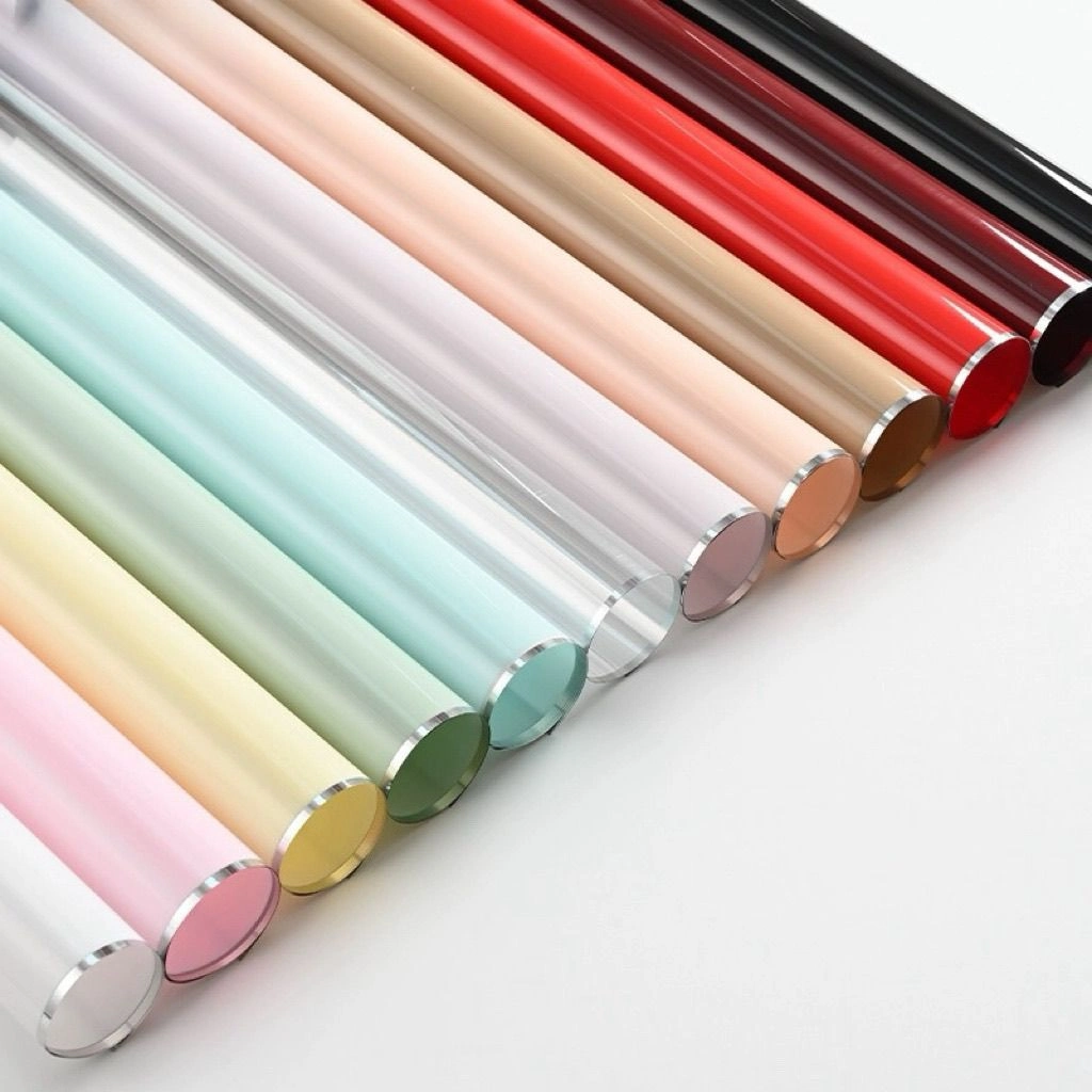 Giấy gói hoa OPP 5.3zem bóng kính bóng mờ viền nhũ bạc 57x57cm xấp 20 tờ ảnh 7