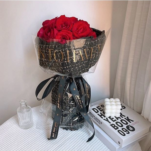 Cuộn vải bố caro bọc hoa 50x150cm ảnh 4