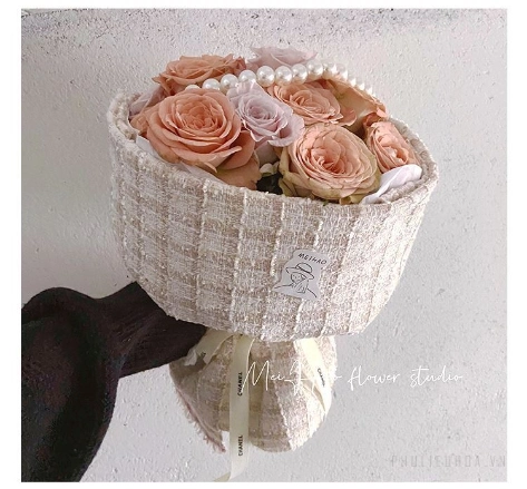 Cuộn vải bố caro bọc hoa 50x150cm ảnh 5