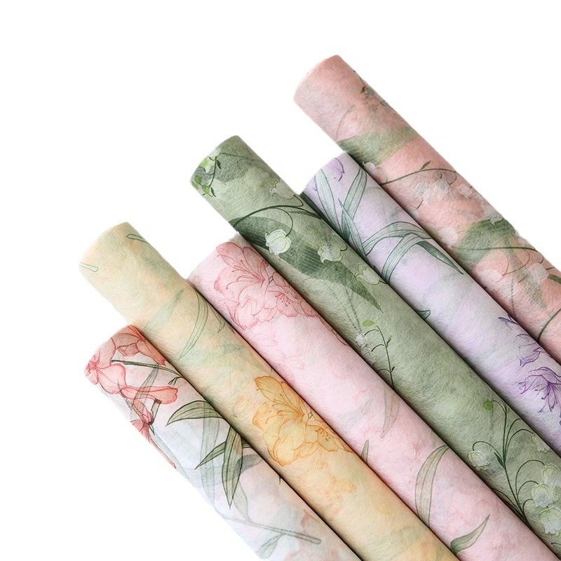 Giấy lụa vân lông không dệt in hoa 50cm x 5 yard ảnh 7