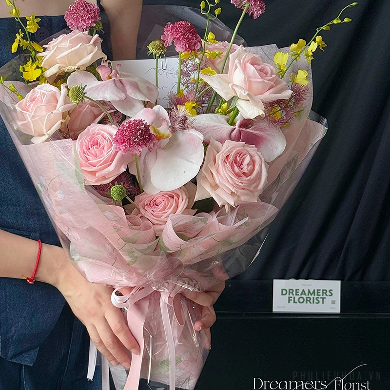 Giấy lụa vân lông không dệt in hoa 50cm x 5 yard ảnh 2