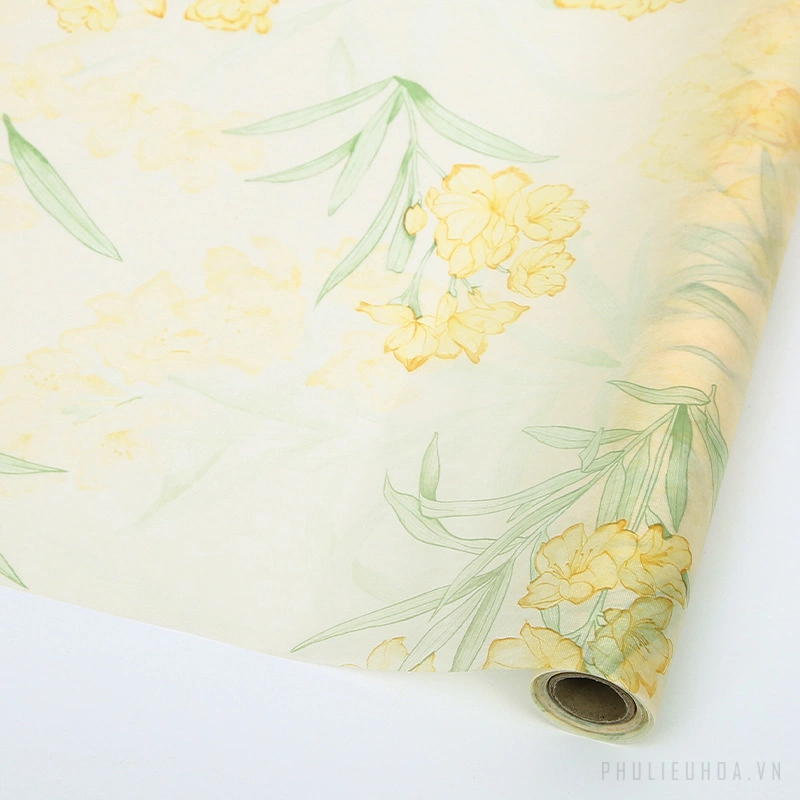 Giấy lụa vân lông không dệt in hoa 50cm x 5 yard ảnh 15
