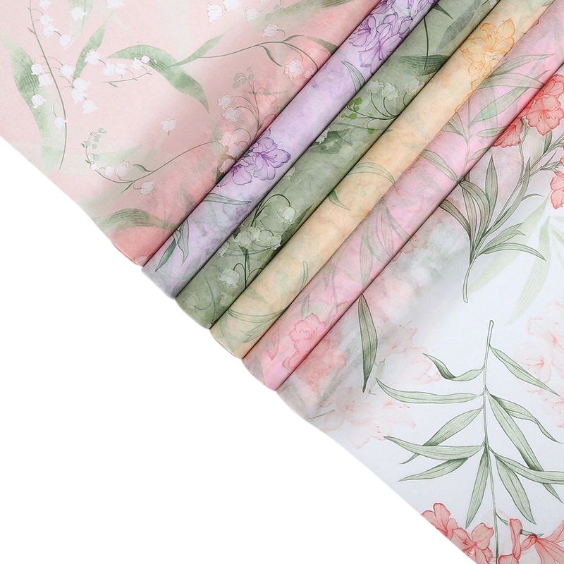 Giấy lụa vân lông không dệt in hoa 50cm x 5 yard ảnh 1