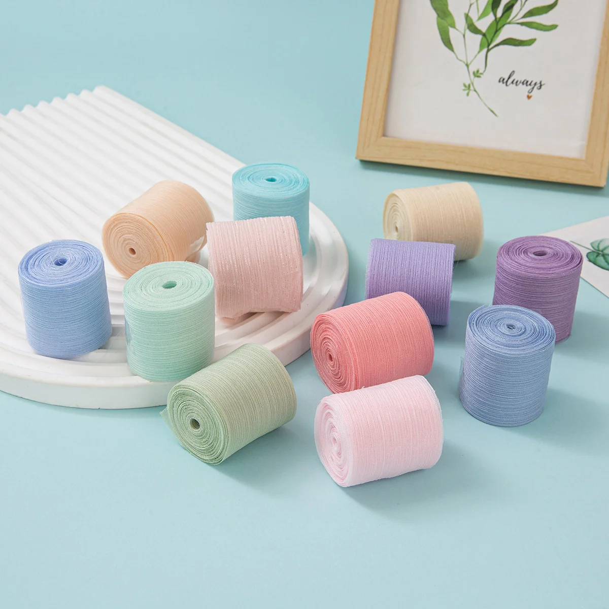 Cuộn ruy băng voan nhăn crepe kim tuyến pastel gói hoa buộc nơ 4cm x5m ảnh 6