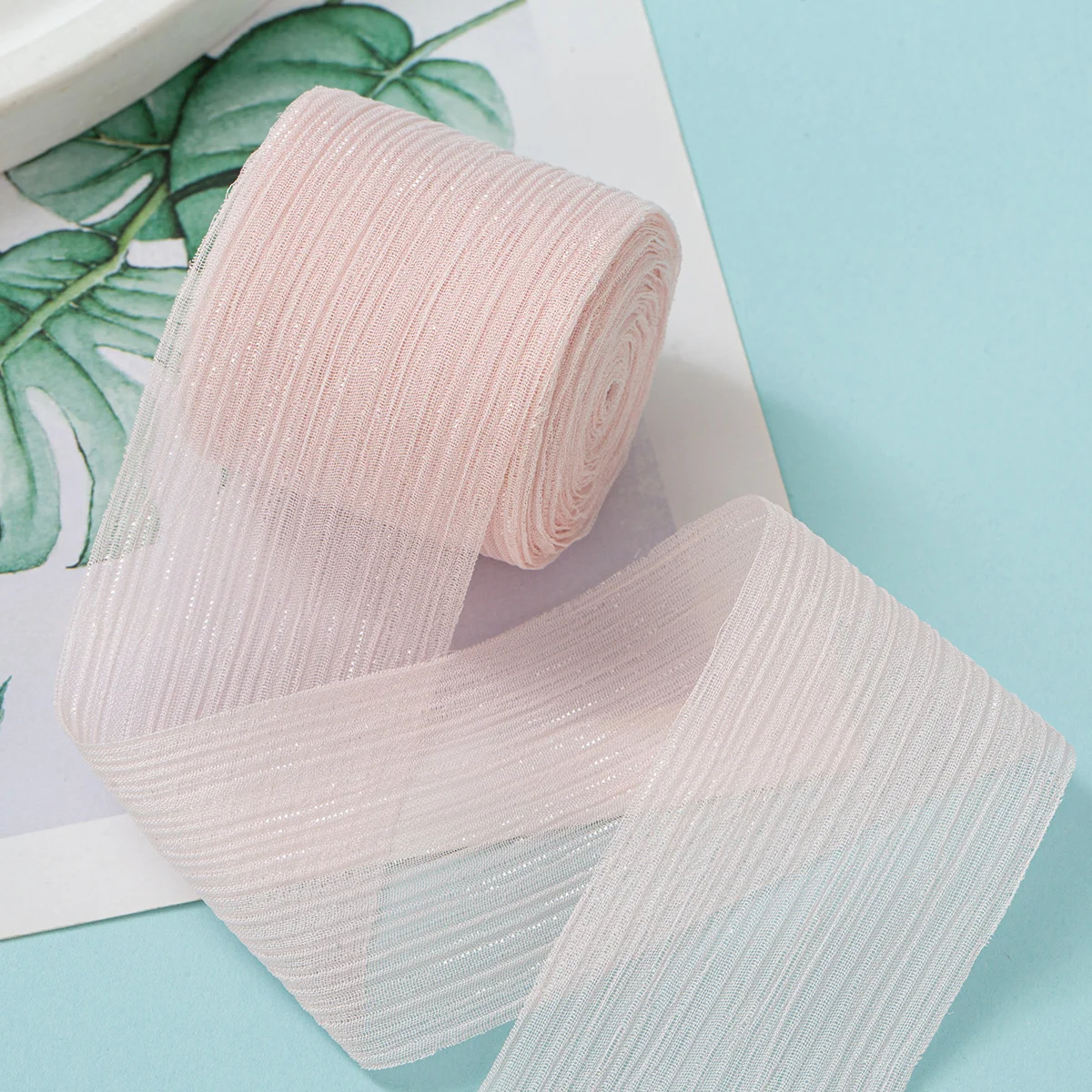 Cuộn ruy băng voan nhăn crepe kim tuyến pastel gói hoa buộc nơ 4cm x5m ảnh 7