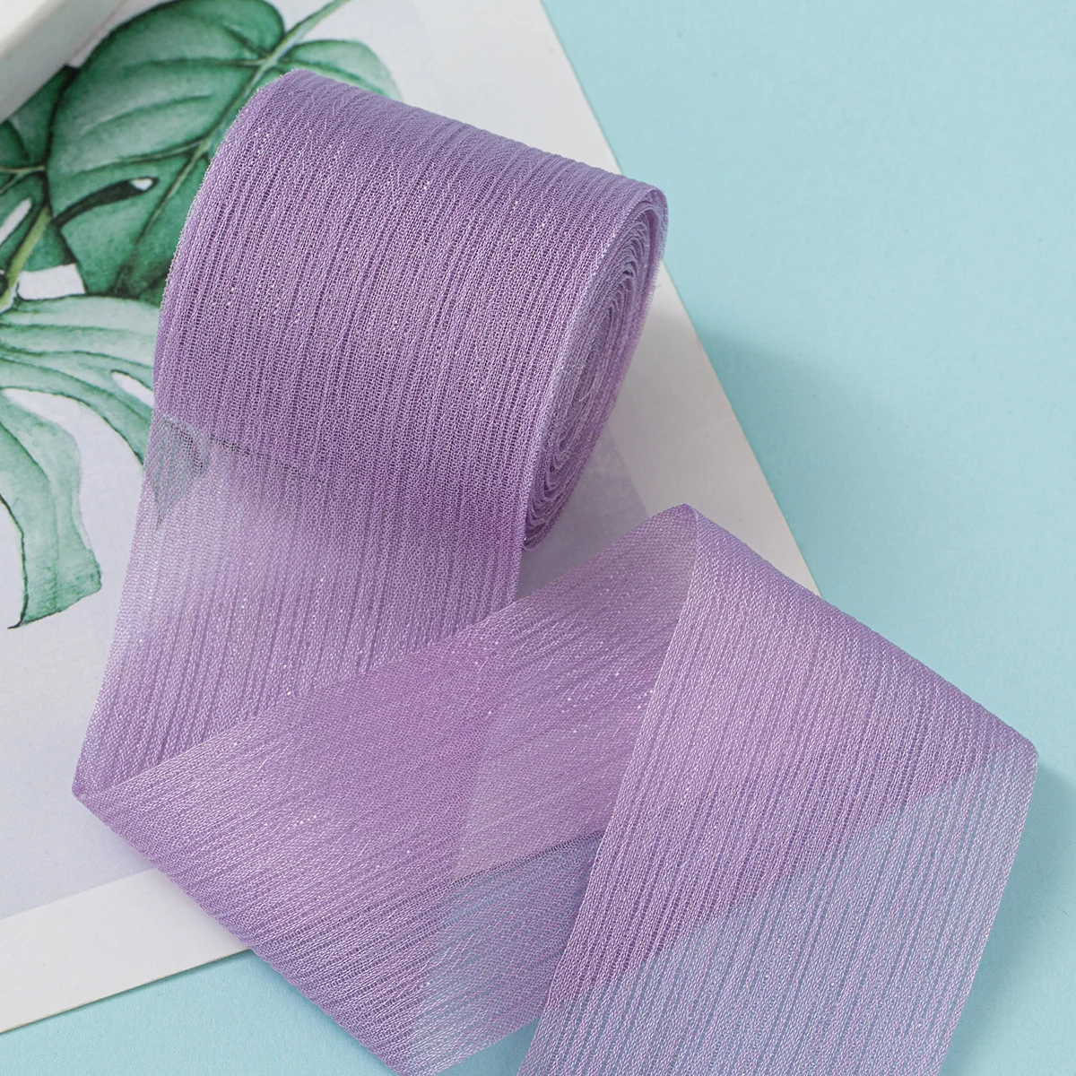 Cuộn ruy băng voan nhăn crepe kim tuyến pastel gói hoa buộc nơ 4cm x5m ảnh 11