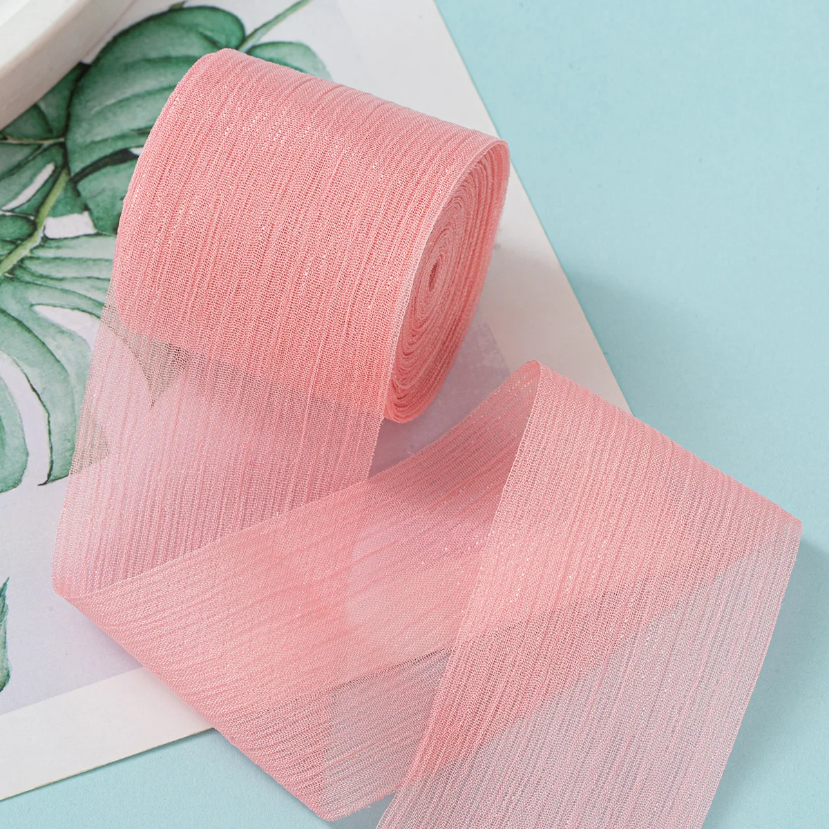 Cuộn ruy băng voan nhăn crepe kim tuyến pastel gói hoa buộc nơ 4cm x5m ảnh 12