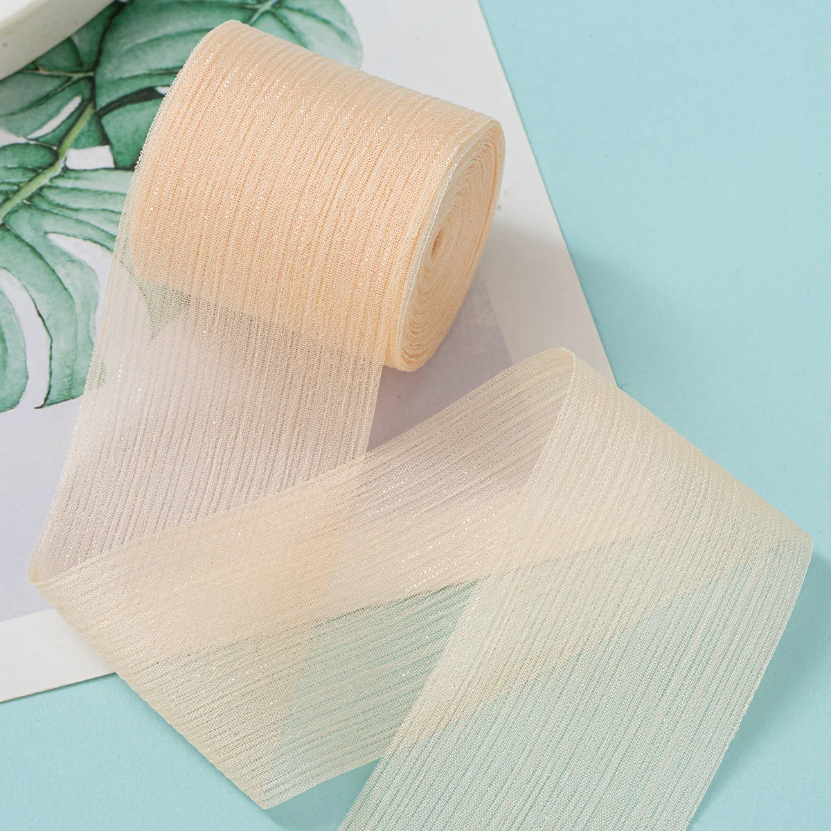 Cuộn ruy băng voan nhăn crepe kim tuyến pastel gói hoa buộc nơ 4cm x5m ảnh 14