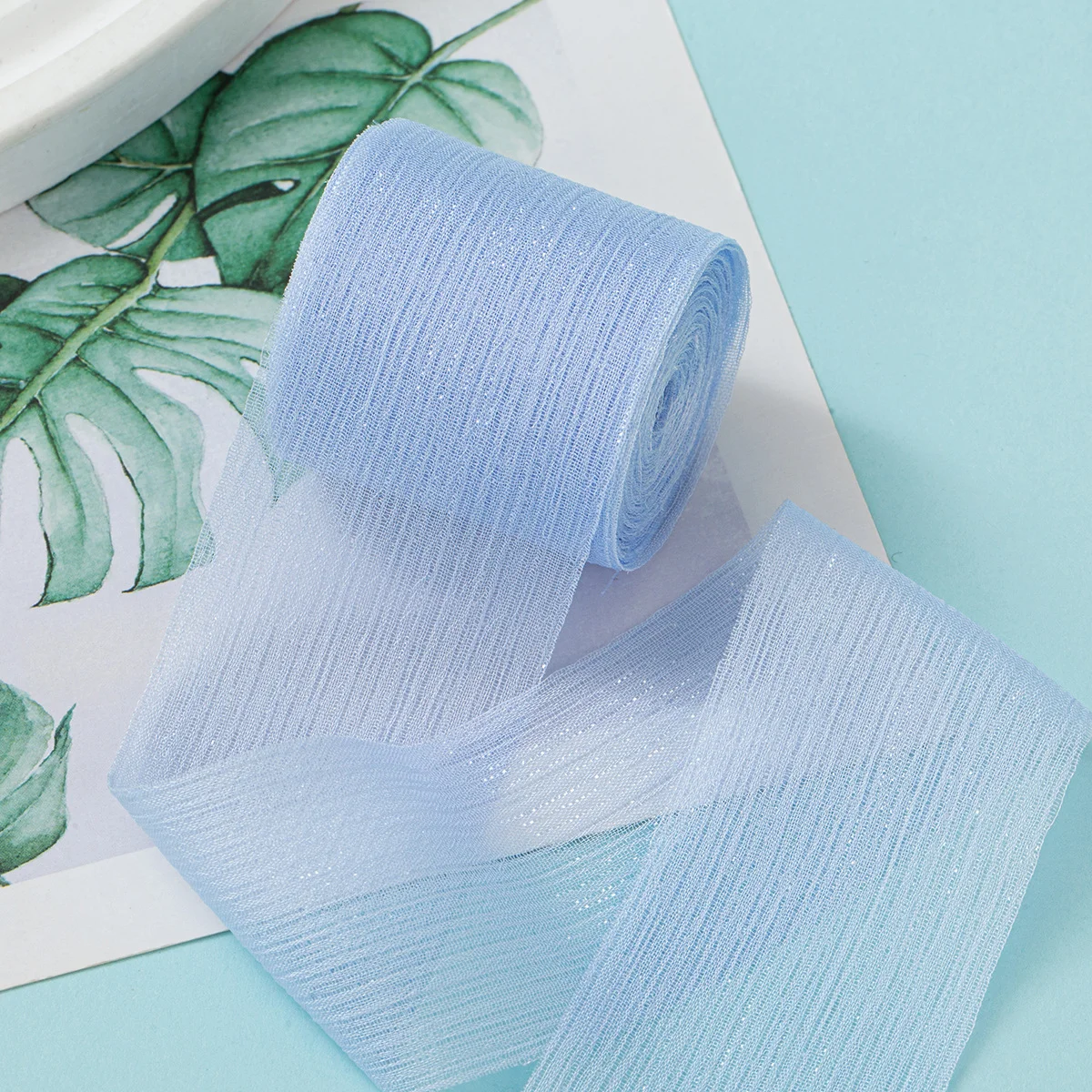 Cuộn ruy băng voan nhăn crepe kim tuyến pastel gói hoa buộc nơ 4cm x5m ảnh 16