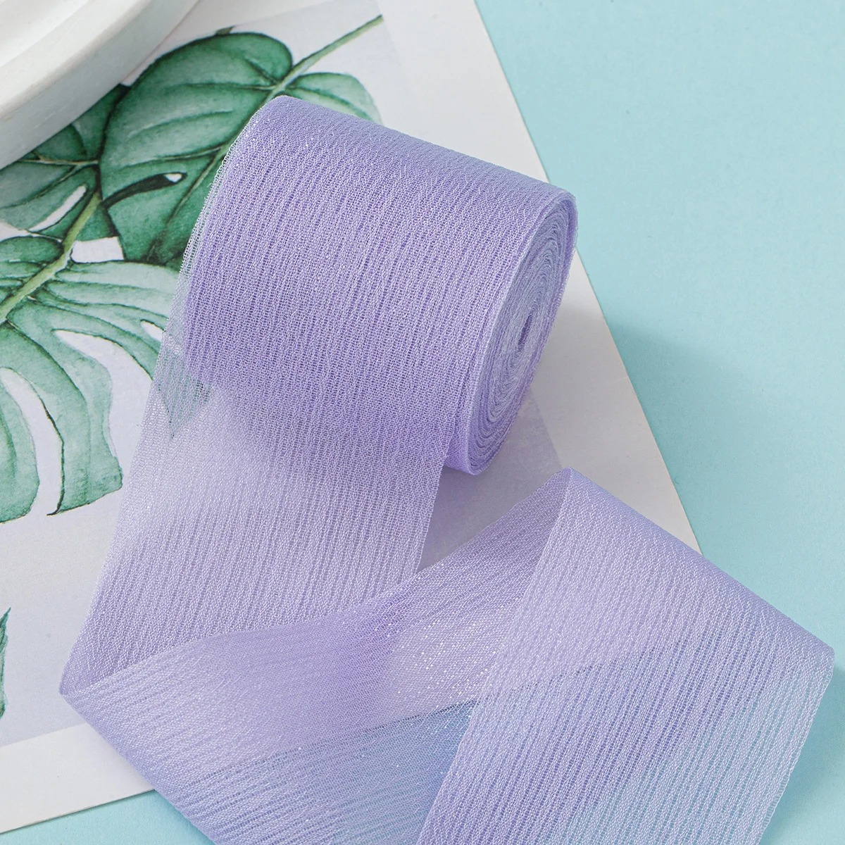 Cuộn ruy băng voan nhăn crepe kim tuyến pastel gói hoa buộc nơ 4cm x5m ảnh 17