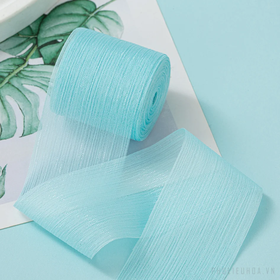 Cuộn ruy băng voan nhăn crepe kim tuyến pastel gói hoa buộc nơ 4cm x5m ảnh 9