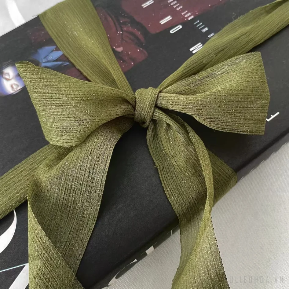 Cuộn ruy băng voan nhăn crepe kim tuyến pastel gói hoa buộc nơ 4cm x5m ảnh 19