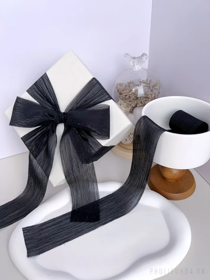 Cuộn ruy băng voan nhăn crepe kim tuyến pastel gói hoa buộc nơ 4cm x5m ảnh 20