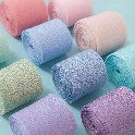 Cuộn ruy băng voan nhăn crepe kim tuyến pastel gói hoa buộc nơ 4cm x5m ảnh 3