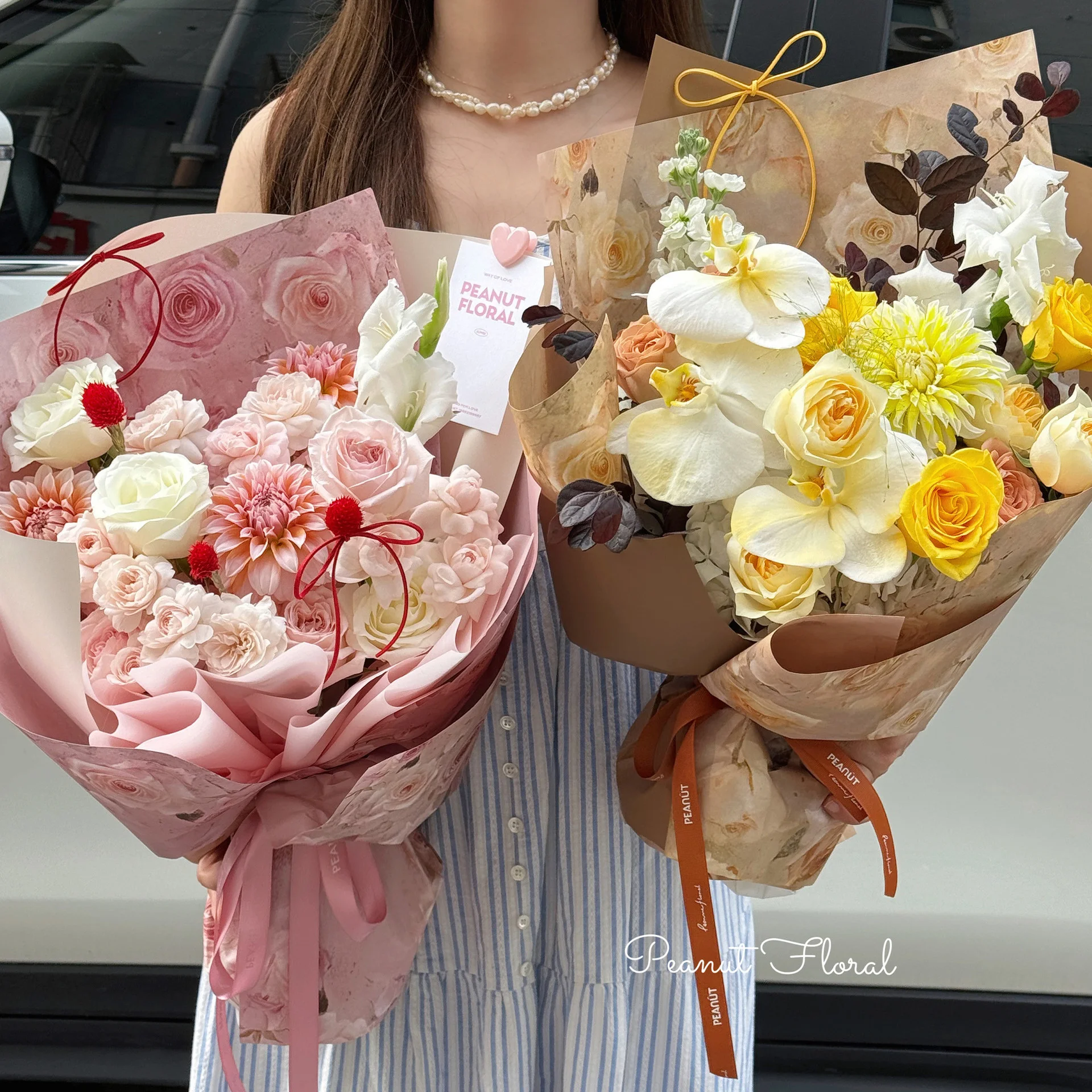 Giấy gói hoa một mặt Fenghua họa tiết hoa hồng lãng mạn tone Pastel bản 35x50cm ảnh 4