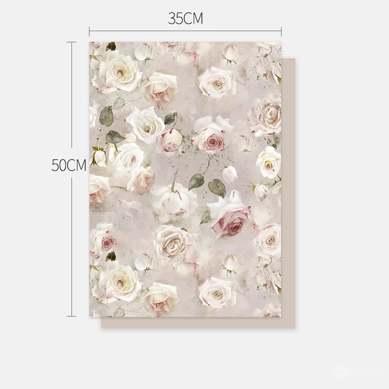 Giấy gói hoa một mặt Fenghua họa tiết hoa hồng lãng mạn tone Pastel bản 35x50cm ảnh 11