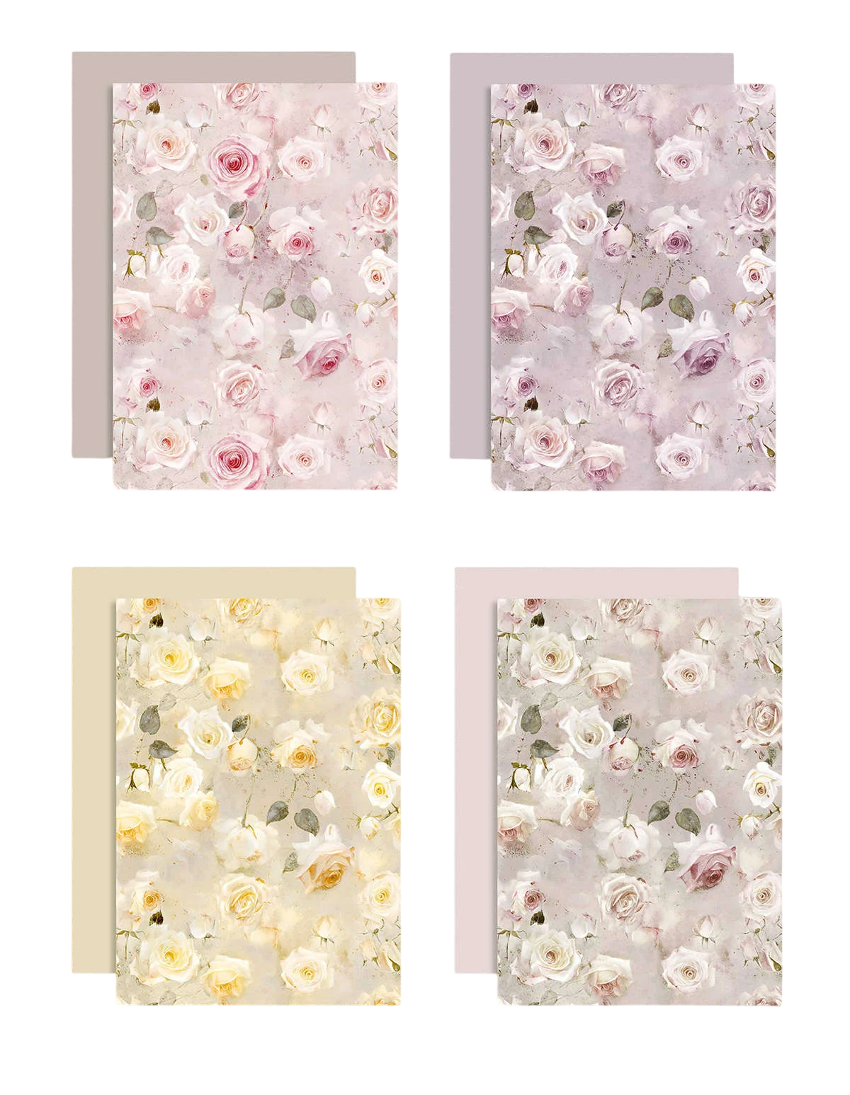 Giấy gói hoa một mặt Fenghua họa tiết hoa hồng lãng mạn tone Pastel bản 35x50cm ảnh 1