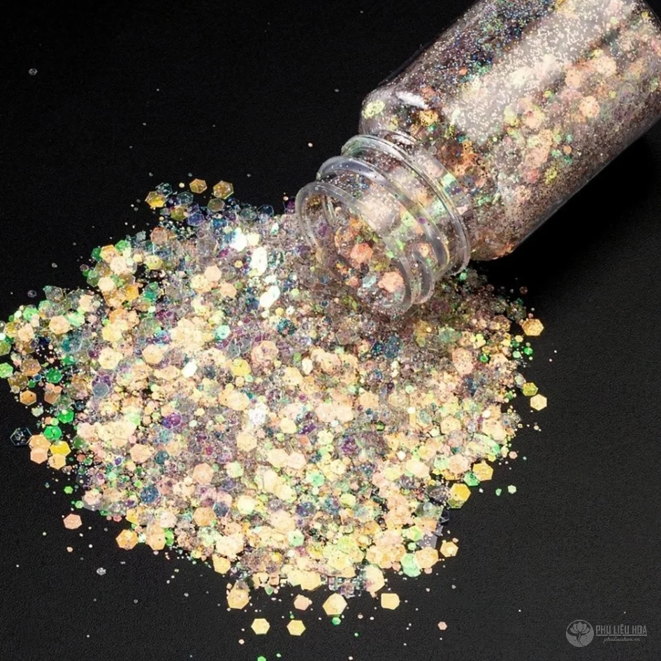 Kim tuyến dạng sợi mảnh trang trí hoa bông hoa hiệu ứng tuyết hũ 10gr ảnh 25