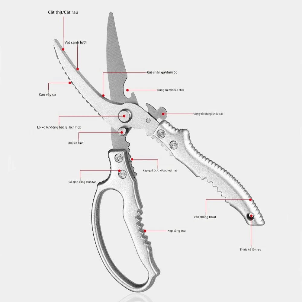 Kéo làm bếp đa năng thép không gỉ Martensitic ảnh 3