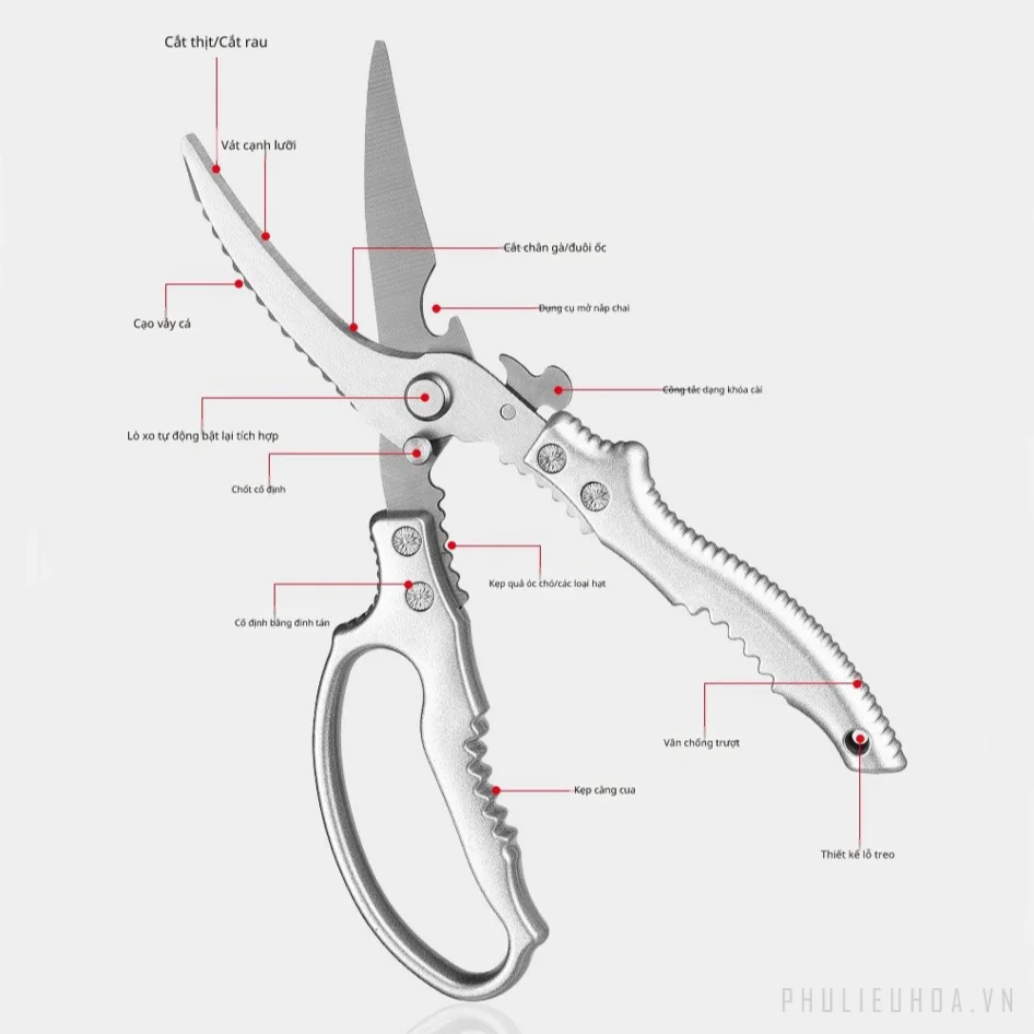 Kéo làm bếp đa năng thép không gỉ Martensitic ảnh 3