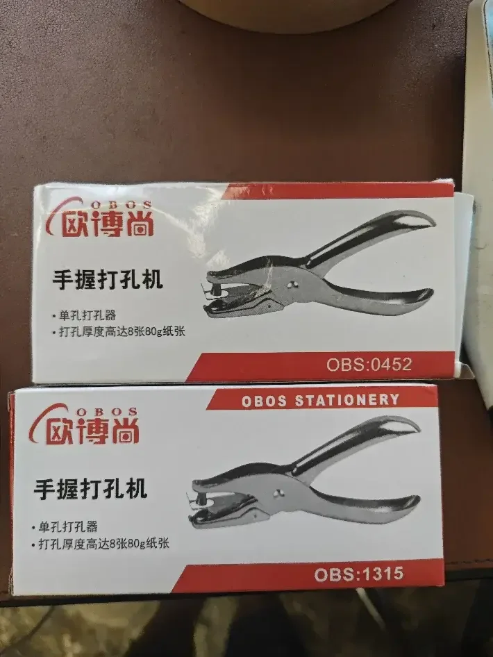 Máy bấm lỗ cầm tay OBOS OBS-1315 / OBS-0452 (Ø 3mm & Ø 6mm, bấm 8 tờ 80g, kim loại, QB/T1300) ảnh 1