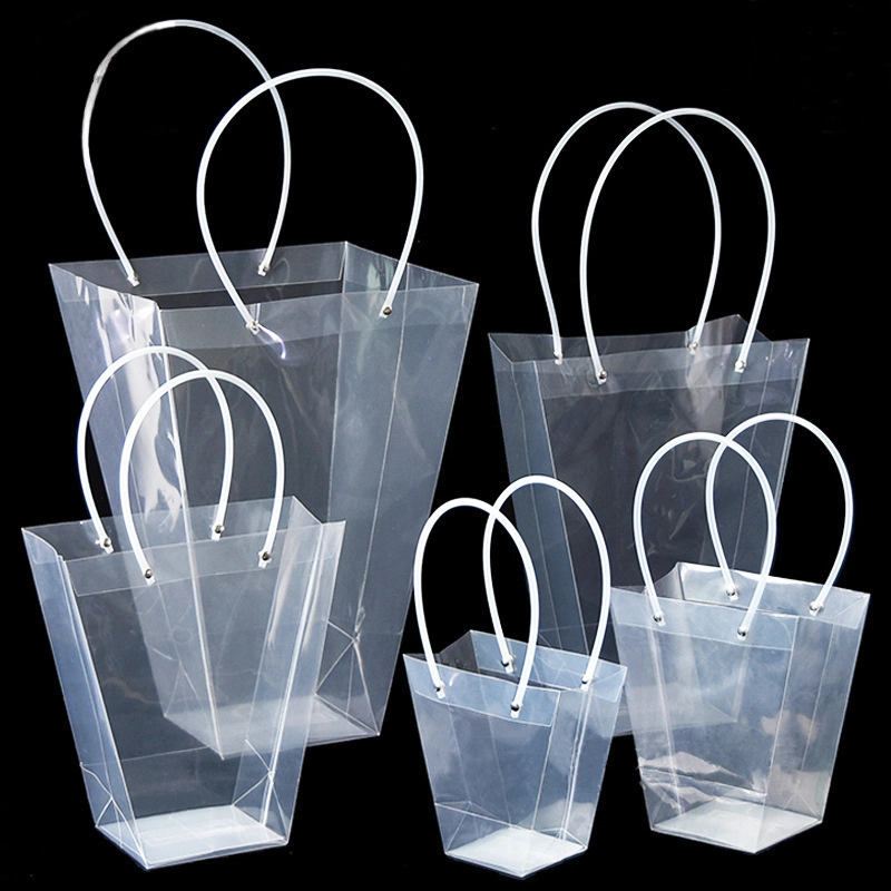 Túi nhựa trong suốt quai ống xách hoa, quà nhiều size (combo 10 túi) ảnh 11