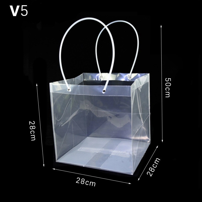 Túi nhựa trong suốt quai ống xách hoa, quà nhiều size (combo 10 túi) ảnh 13