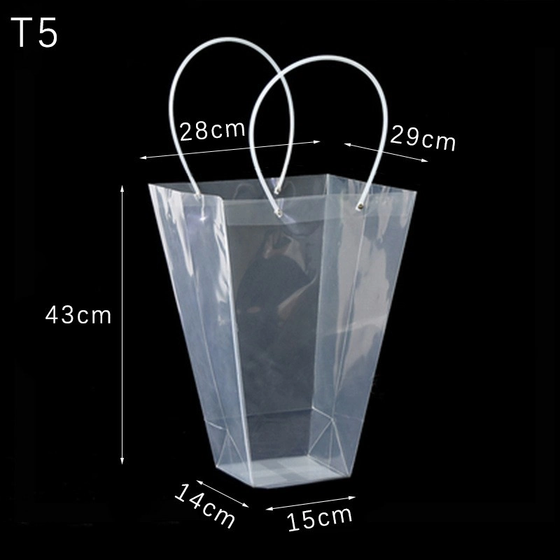 Túi nhựa trong suốt quai ống xách hoa, quà nhiều size (combo 10 túi) ảnh 17