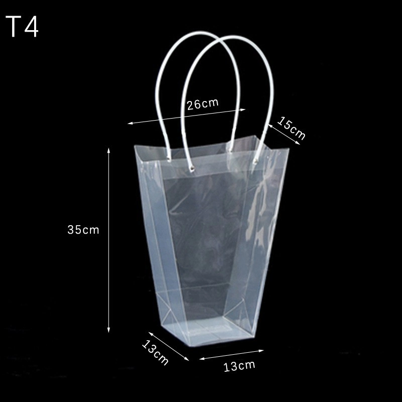 Túi nhựa trong suốt quai ống xách hoa, quà nhiều size (combo 10 túi) ảnh 18