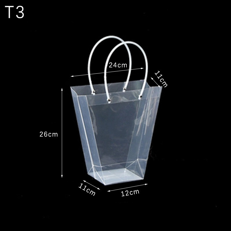 Túi nhựa trong suốt quai ống xách hoa, quà nhiều size (combo 10 túi) ảnh 19