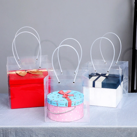 Túi nhựa trong suốt quai ống xách hoa, quà nhiều size (combo 10 túi) ảnh 9