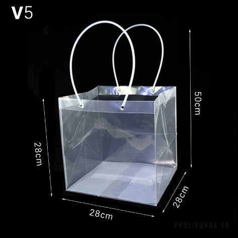 Túi nhựa trong suốt quai ống xách hoa, quà nhiều size (combo 10 túi) ảnh 13
