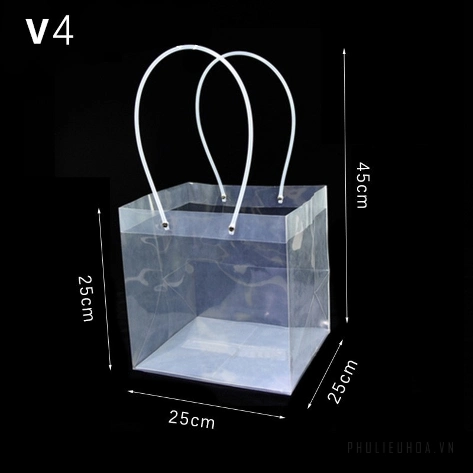 Túi nhựa trong suốt quai ống xách hoa, quà nhiều size (combo 10 túi) ảnh 14