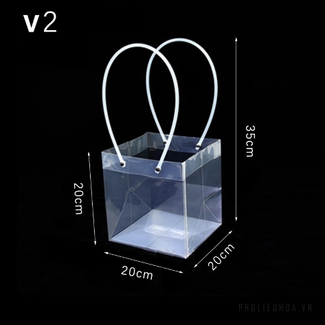 Túi nhựa trong suốt quai ống xách hoa, quà nhiều size (combo 10 túi) ảnh 16