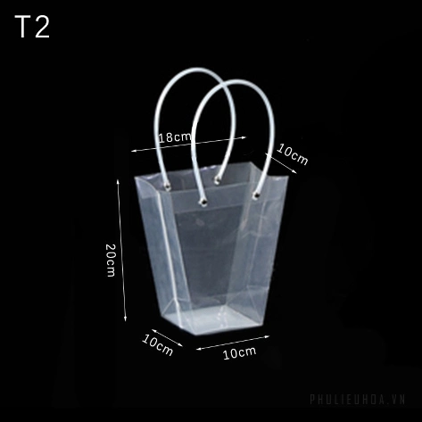 Túi nhựa trong suốt quai ống xách hoa, quà nhiều size (combo 10 túi) ảnh 20